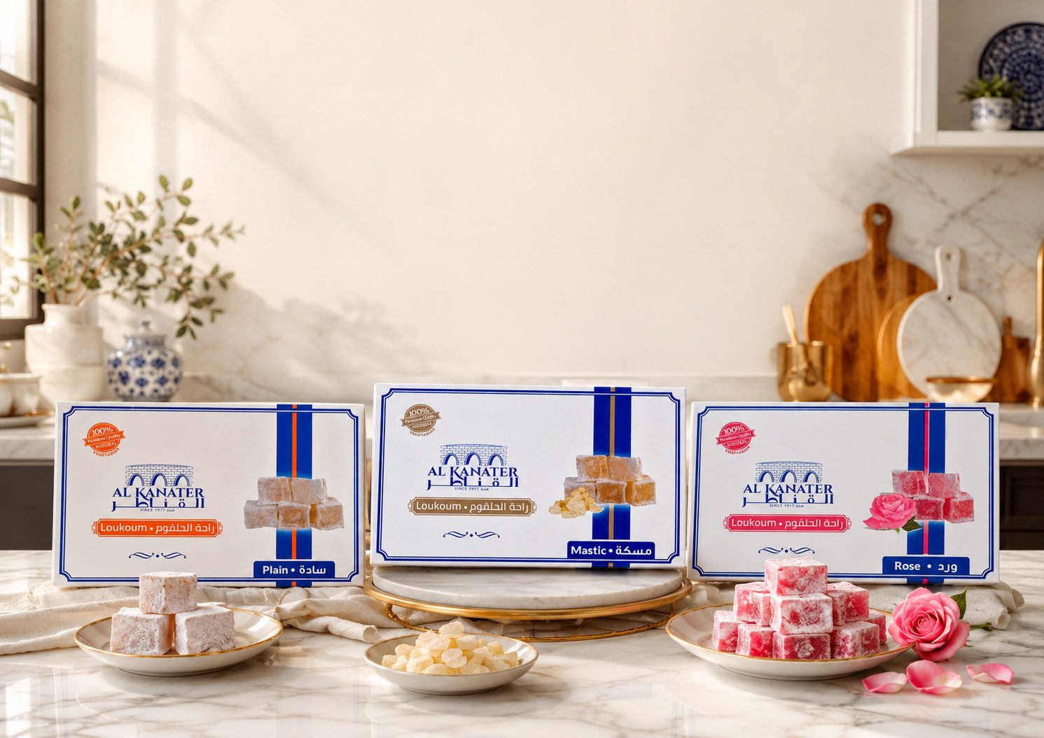 Loukoum plain, mastic, rose
