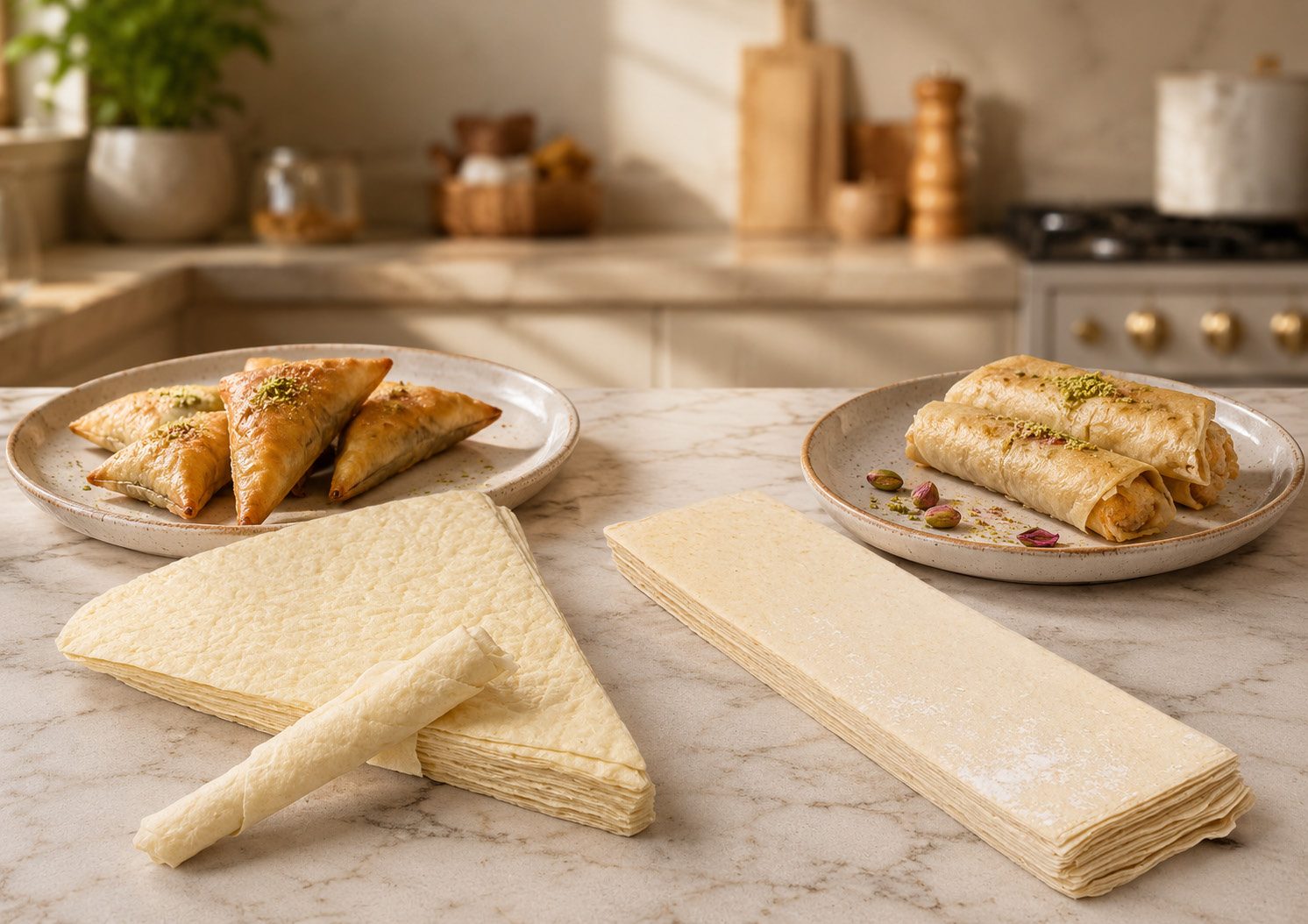 Pastry sheets — long and cut